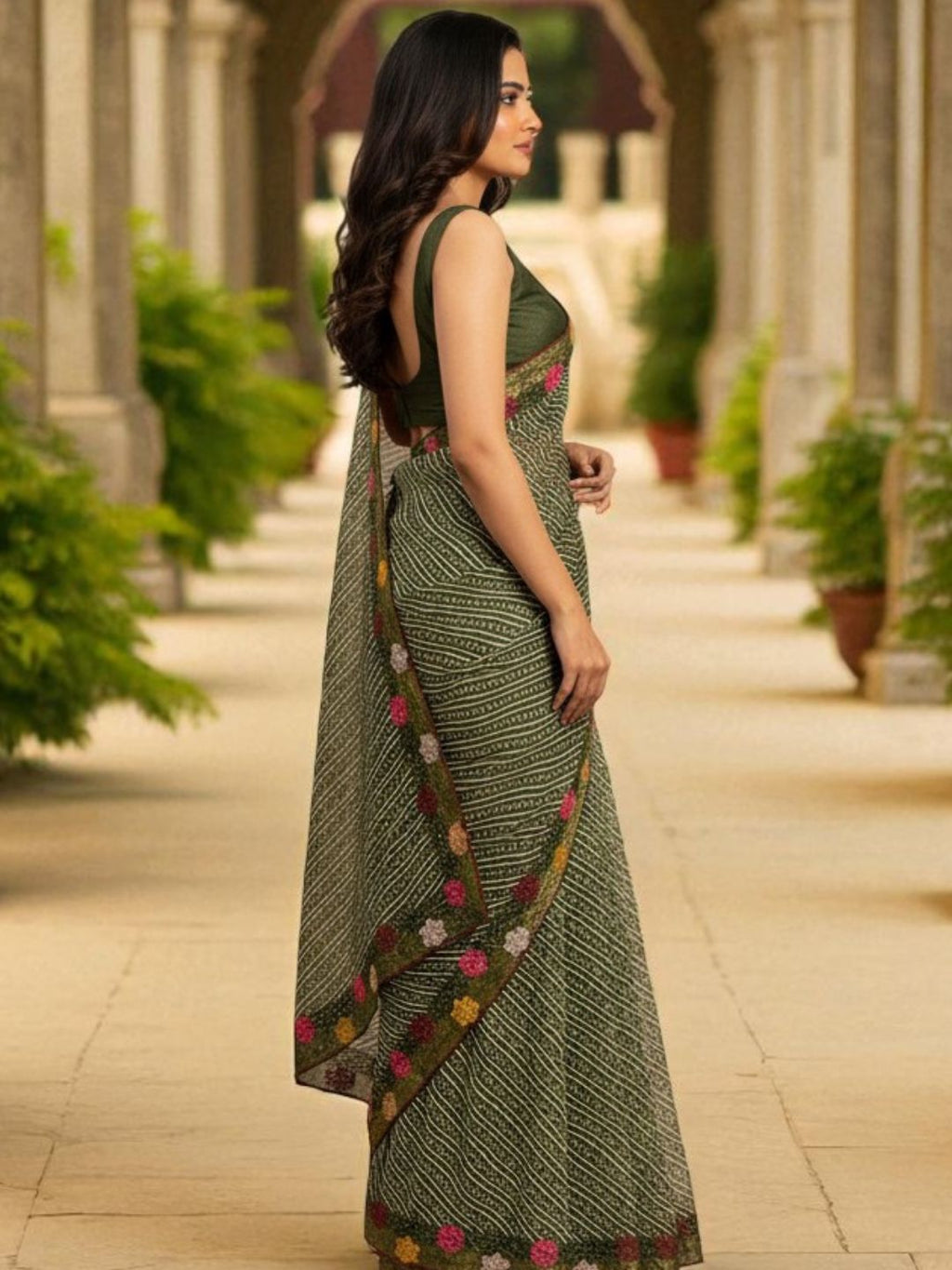 Cotton Silk Bandhani Printed Saree with Embroidery Work Border