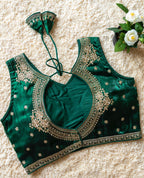 Jimmy Choo Fabric Sequin Embroidered V-Neck Blouse with Tussels