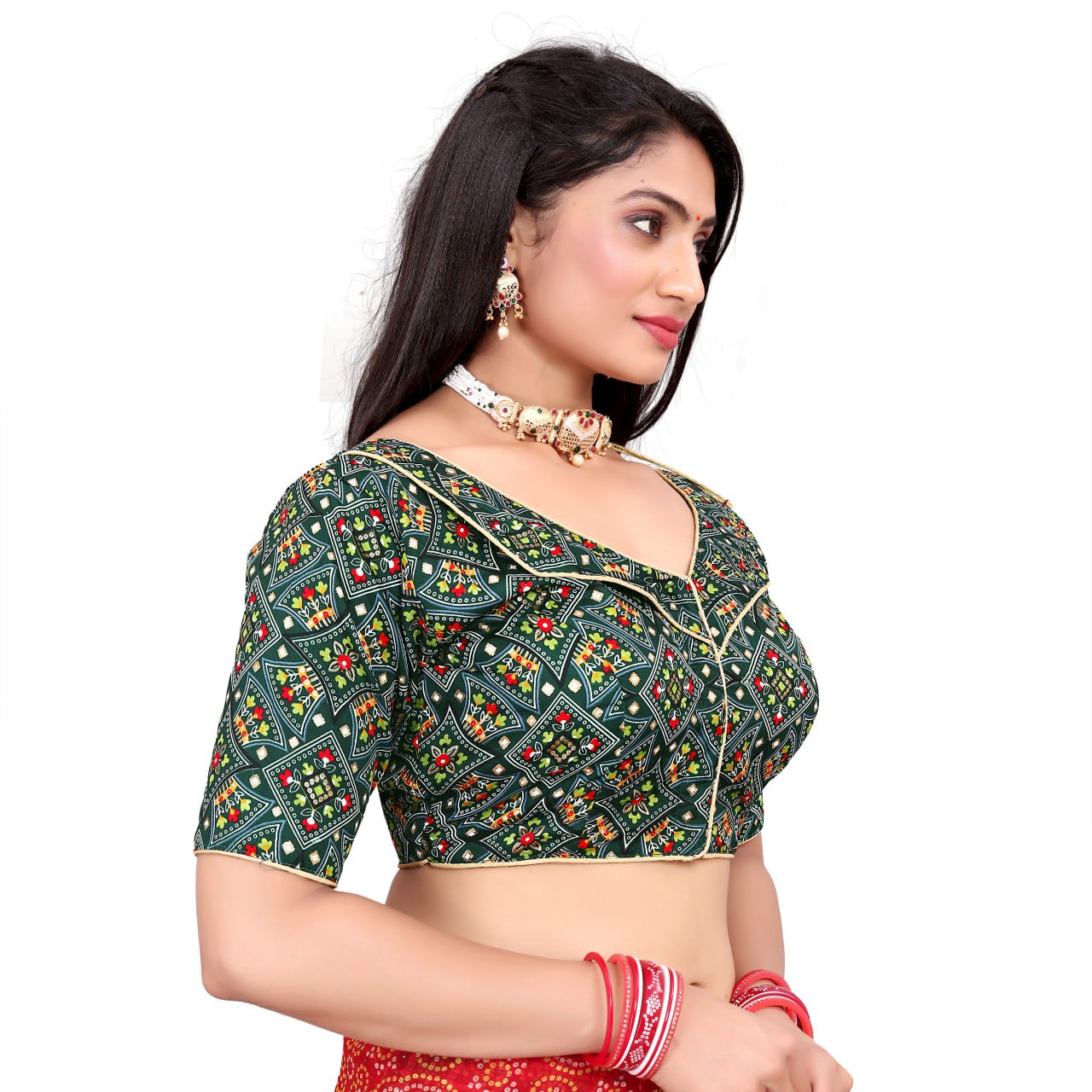 Cotton Soft Silk Bandhani Printed Blouse