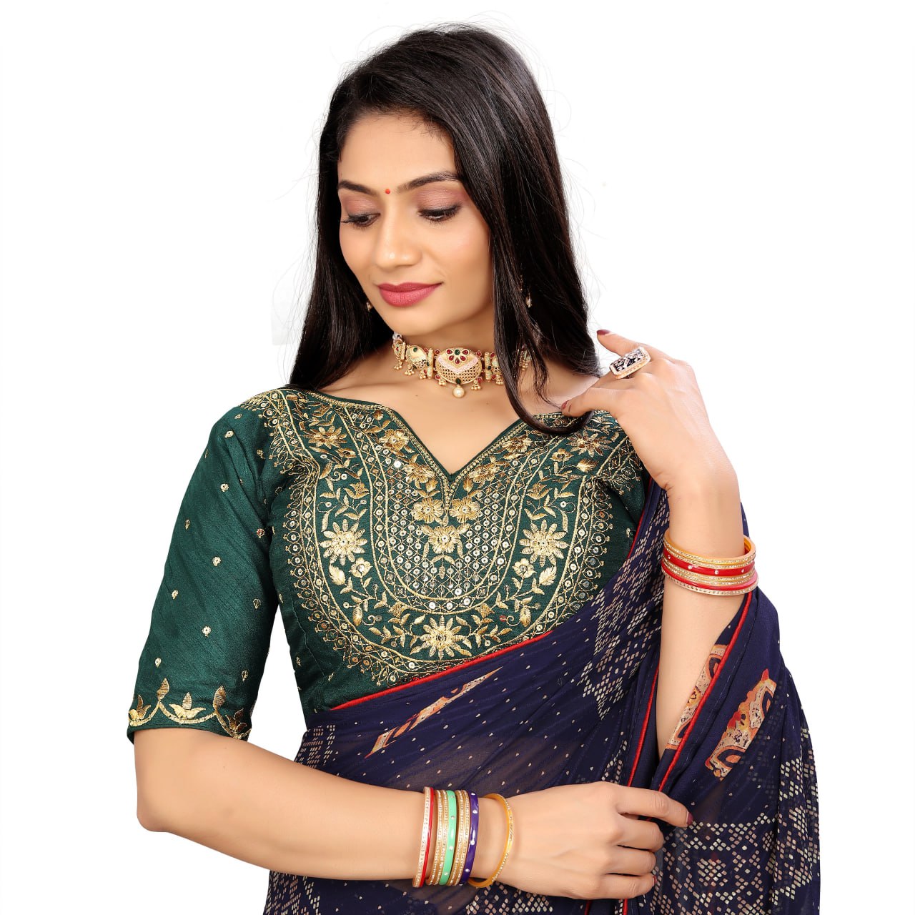 Vichitra Silk Embroidered Blouse