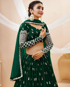 Georgette Semi-Stitched Lehenga with Thread Work & Embroidered Dupatta Set