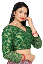 Pure Dola Silk Jacquard Embroidered Blouse