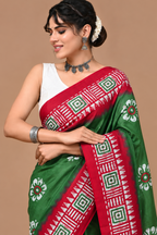 Women’s Mul Cotton Ready To Wear Saree with Floral Printed Pattern
