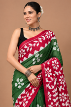 Women’s Mul Cotton Ready To Wear Saree with Floral Printed Pattern