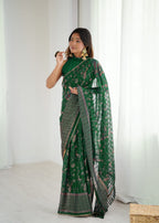 Georgette Saree with Foil Print & Fancy Zalar Lace Border