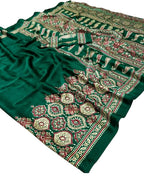 Soft Modal Silk Natural Ajrakh Printed Saree with Unstitched Blouse - Pionex Fab