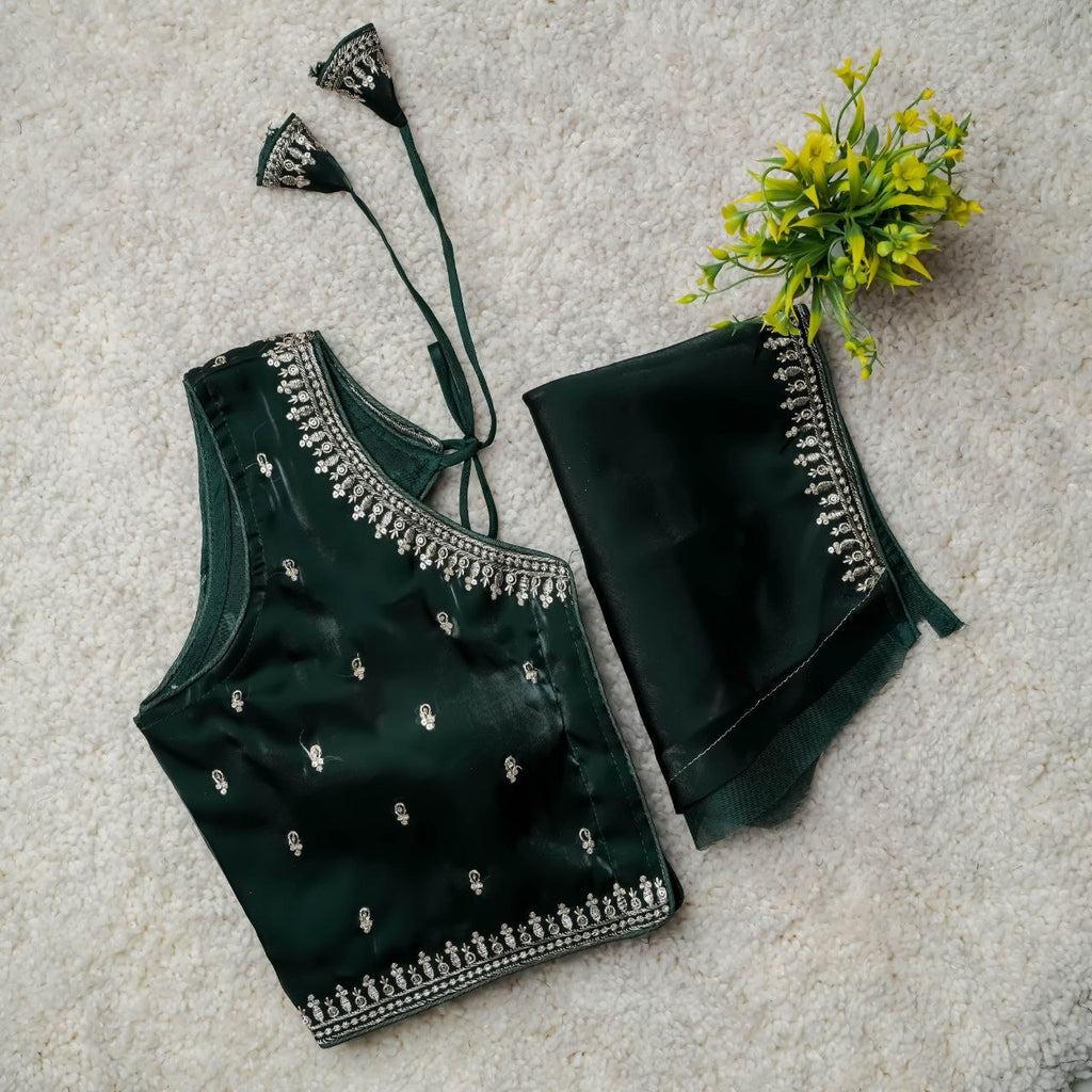 Readymade Jimmy Choo Fabric Embroidered Blouse with Front Hook & Back Tussels