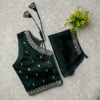 Readymade Jimmy Choo Fabric Embroidered Blouse with Front Hook & Back Tussels