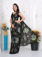 Ready-to-Wear Chiffon Saree with Zari Lines for Party Look