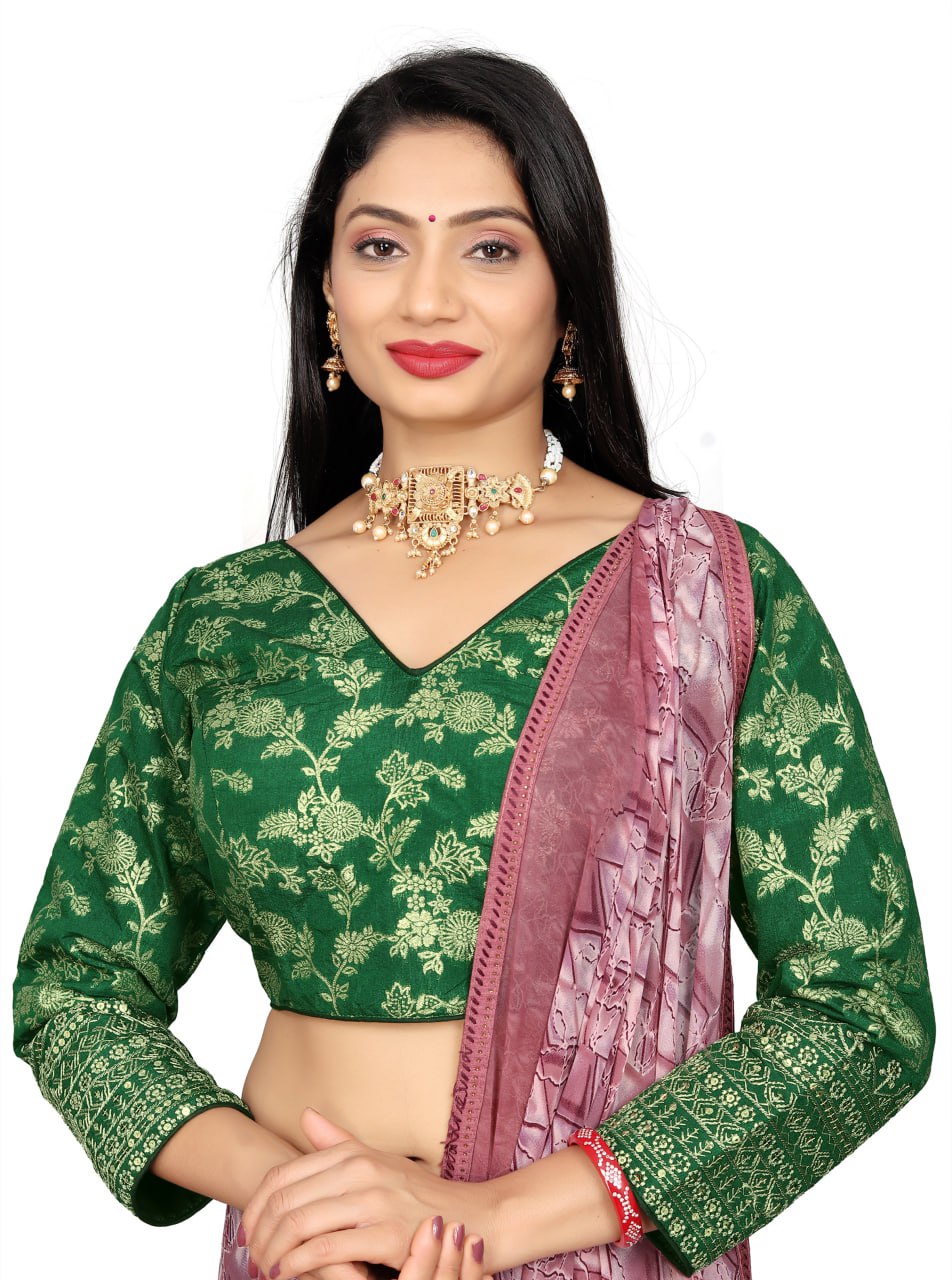 Pure Dola Silk Jacquard Embroidered Blouse