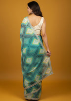 Bandhani Printed Chiffon Saree with Embroidered Border