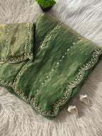 Hand-Embellished Silk Saree with Moti, Cutdana & Sequin Work