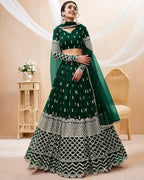 Georgette Semi-Stitched Lehenga with Thread Work & Embroidered Dupatta Set