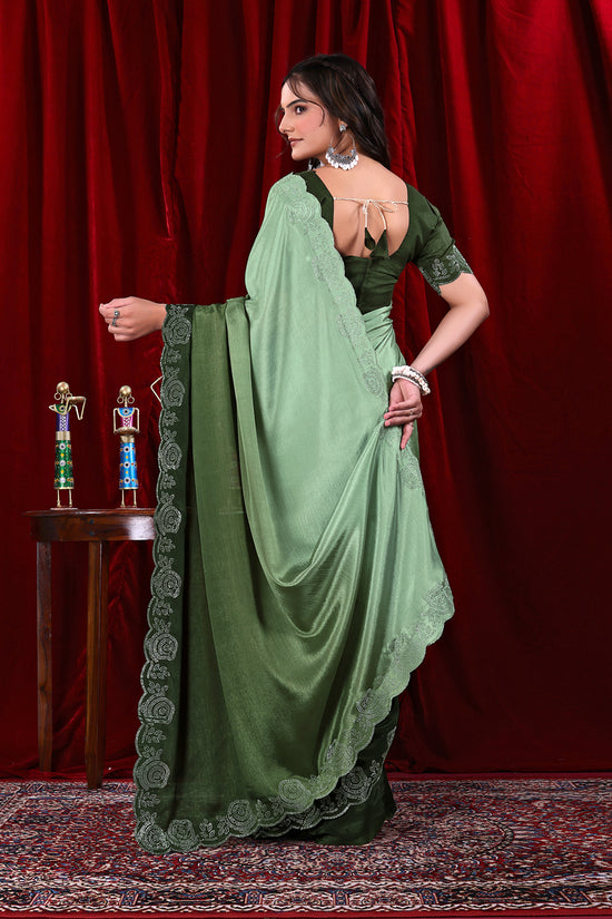 Chinon Shaded Saree with Siroski Diamond Work