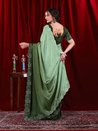 Chinon Shaded Saree with Siroski Diamond Work