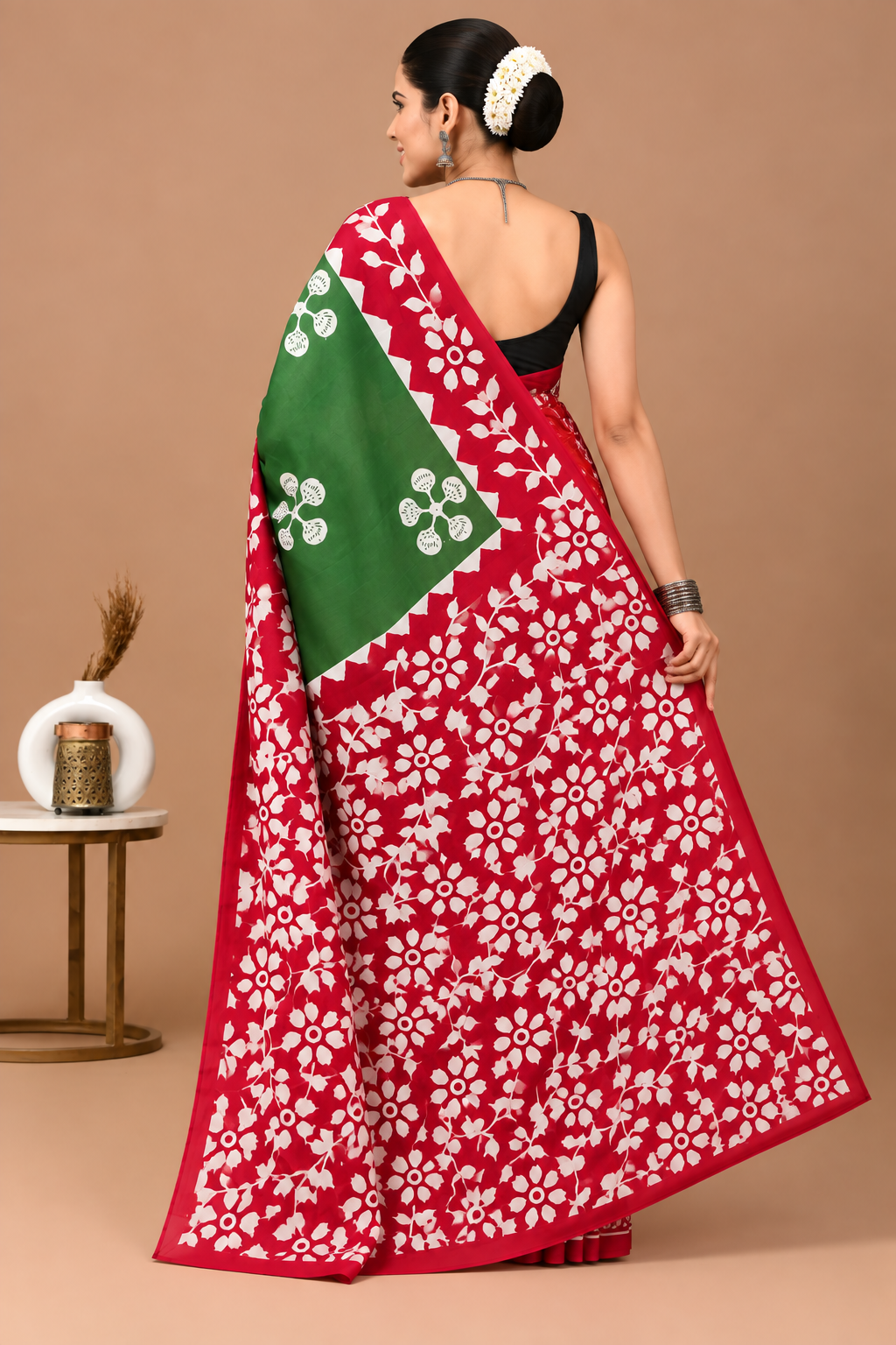 Women’s Mul Cotton Ready To Wear Saree with Floral Printed Pattern
