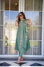 Roman Silk  Embroidered Kurta With Pant Dupatta Set