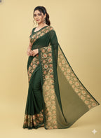 Elegant Floral Border Print Georgette Border Saree