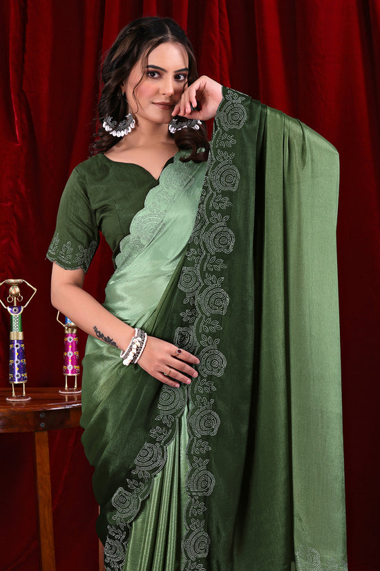 Chinon Shaded Saree with Siroski Diamond Work