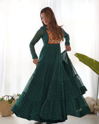Pure Soft Fox Georgette Laheriya Print Fully Flared Anarkali Gown