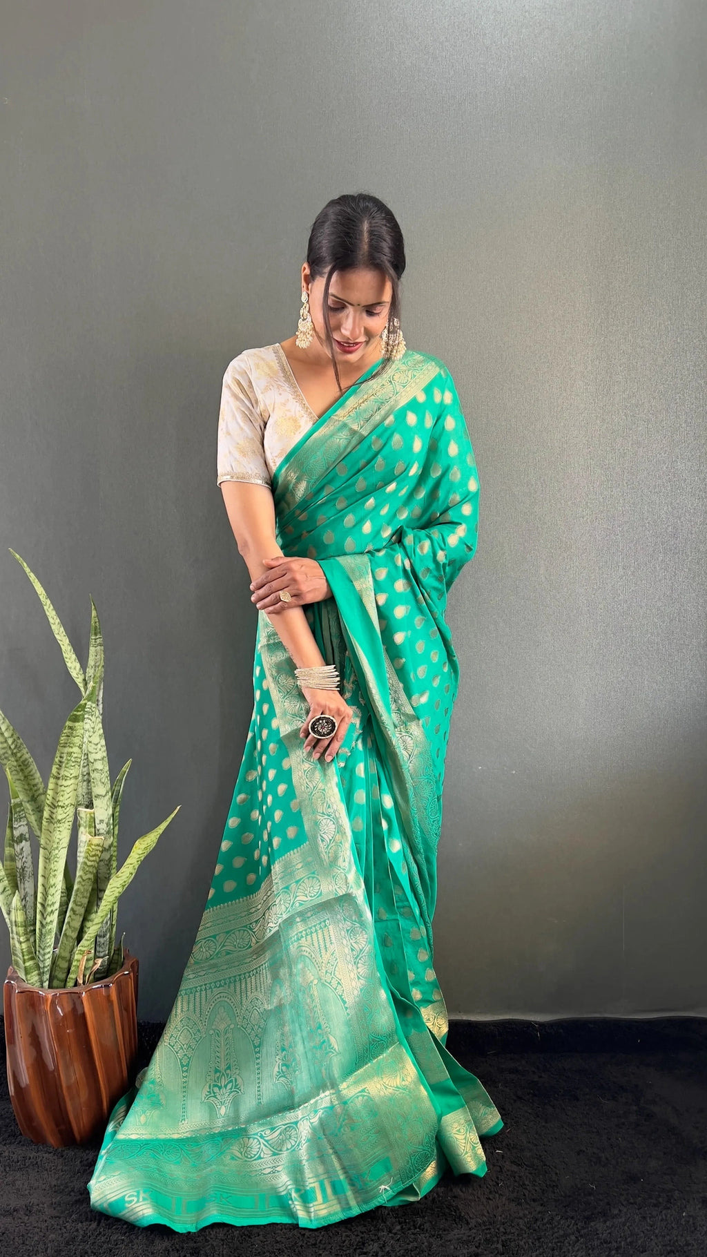 Ready to Wear Pure Banarasi Georgette Saree With Ready Made Blouse