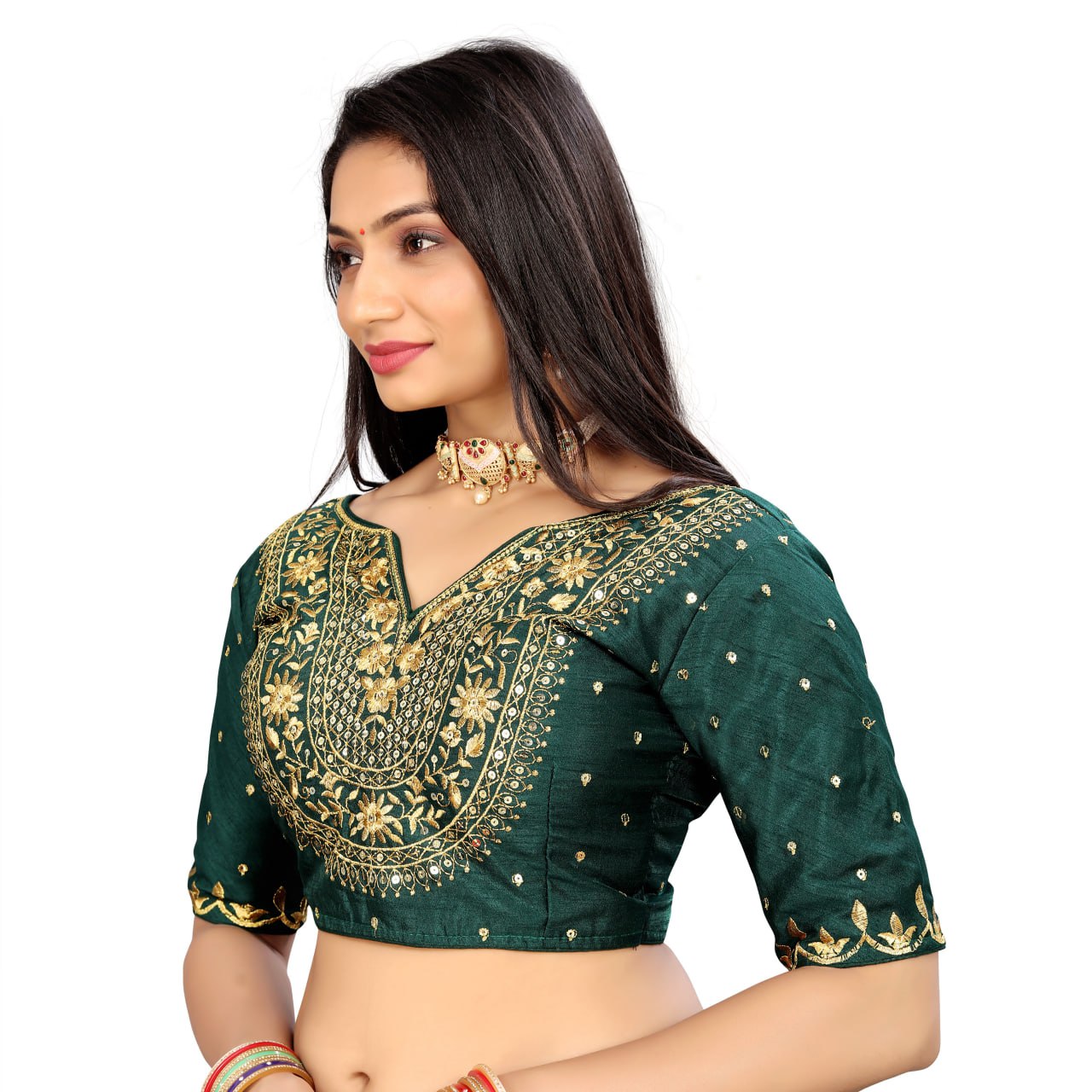 Vichitra Silk Embroidered Blouse