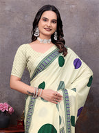 Crepe Silk Casual Wear Cream Color  Saree