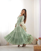 Roman Silk Chanderi Fully Flared Anarkali Suit Set