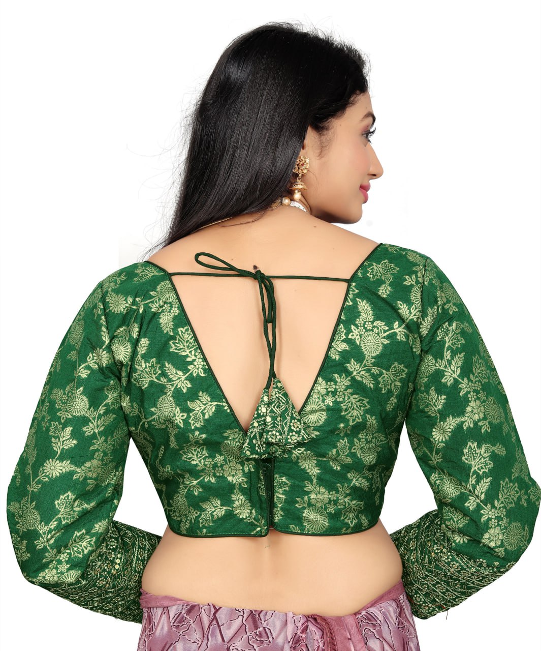Pure Dola Silk Jacquard Embroidered Blouse