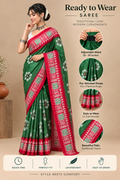 Women’s Mul Cotton Ready To Wear Saree with Floral Printed Pattern