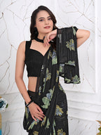 Ready-to-Wear Chiffon Saree with Zari Lines for Party Look