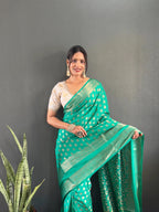 Ready to Wear Pure Banarasi Georgette Saree With Ready Made Blouse