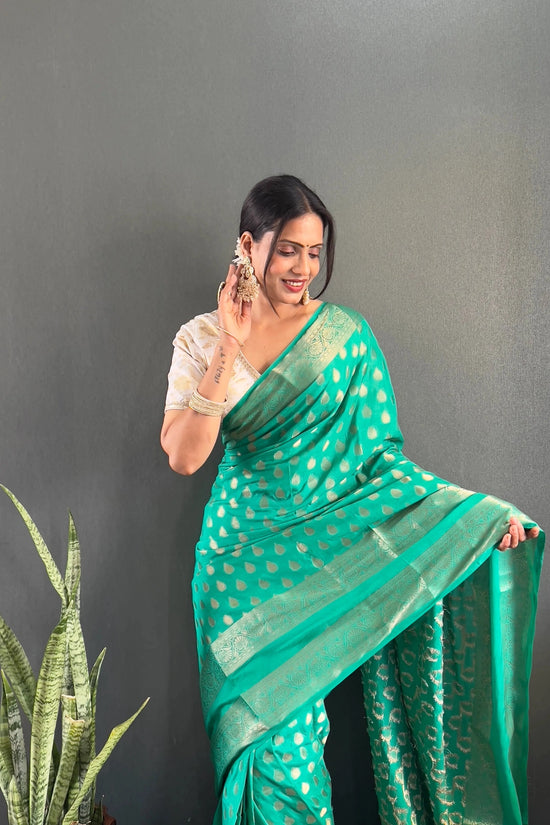 Ready to Wear Pure Banarasi Georgette Saree With Ready Made Blouse