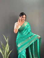 Ready to Wear Pure Banarasi Georgette Saree With Ready Made Blouse