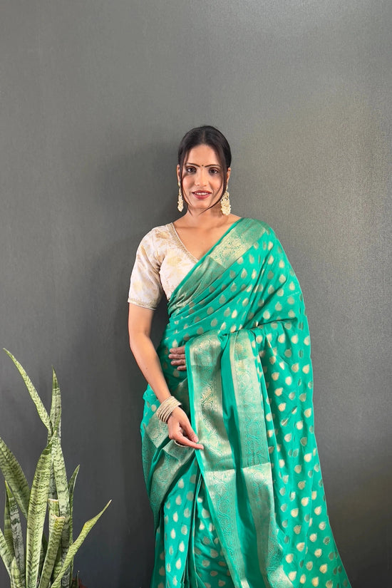 Ready to Wear Pure Banarasi Georgette Saree With Ready Made Blouse
