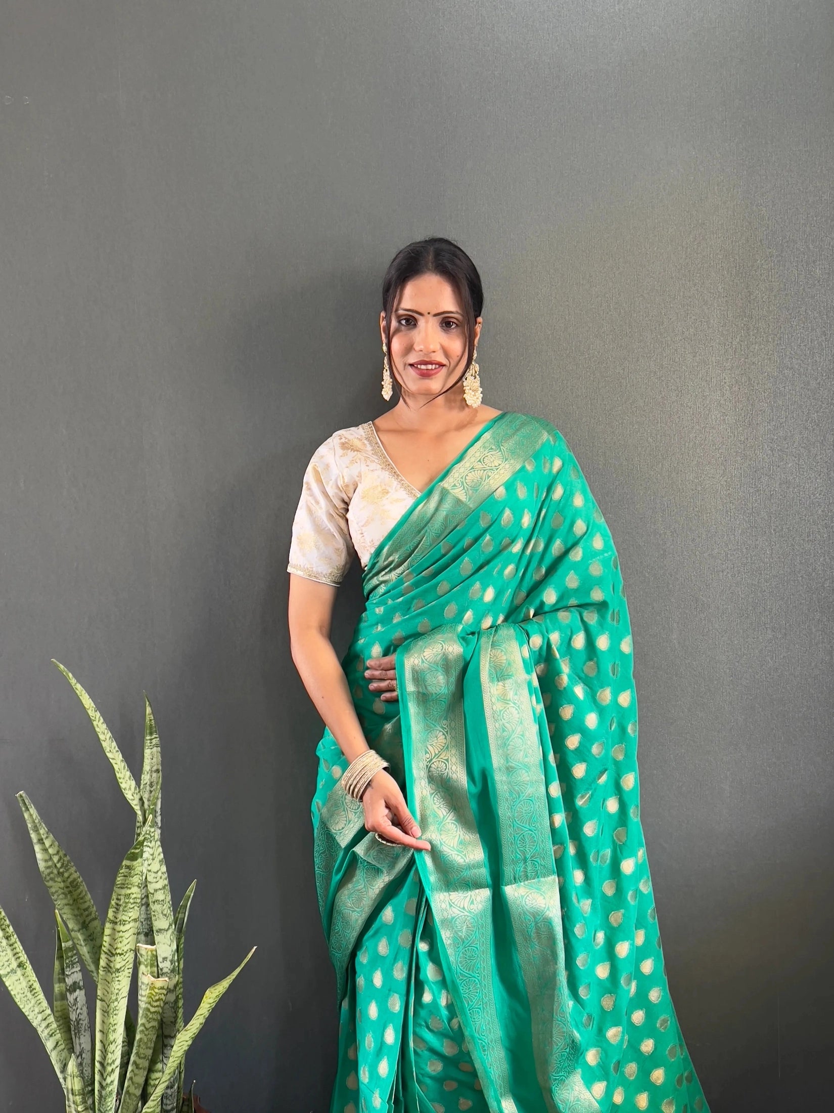 Ready to Wear Pure Banarasi Georgette Saree With Ready Made Blouse