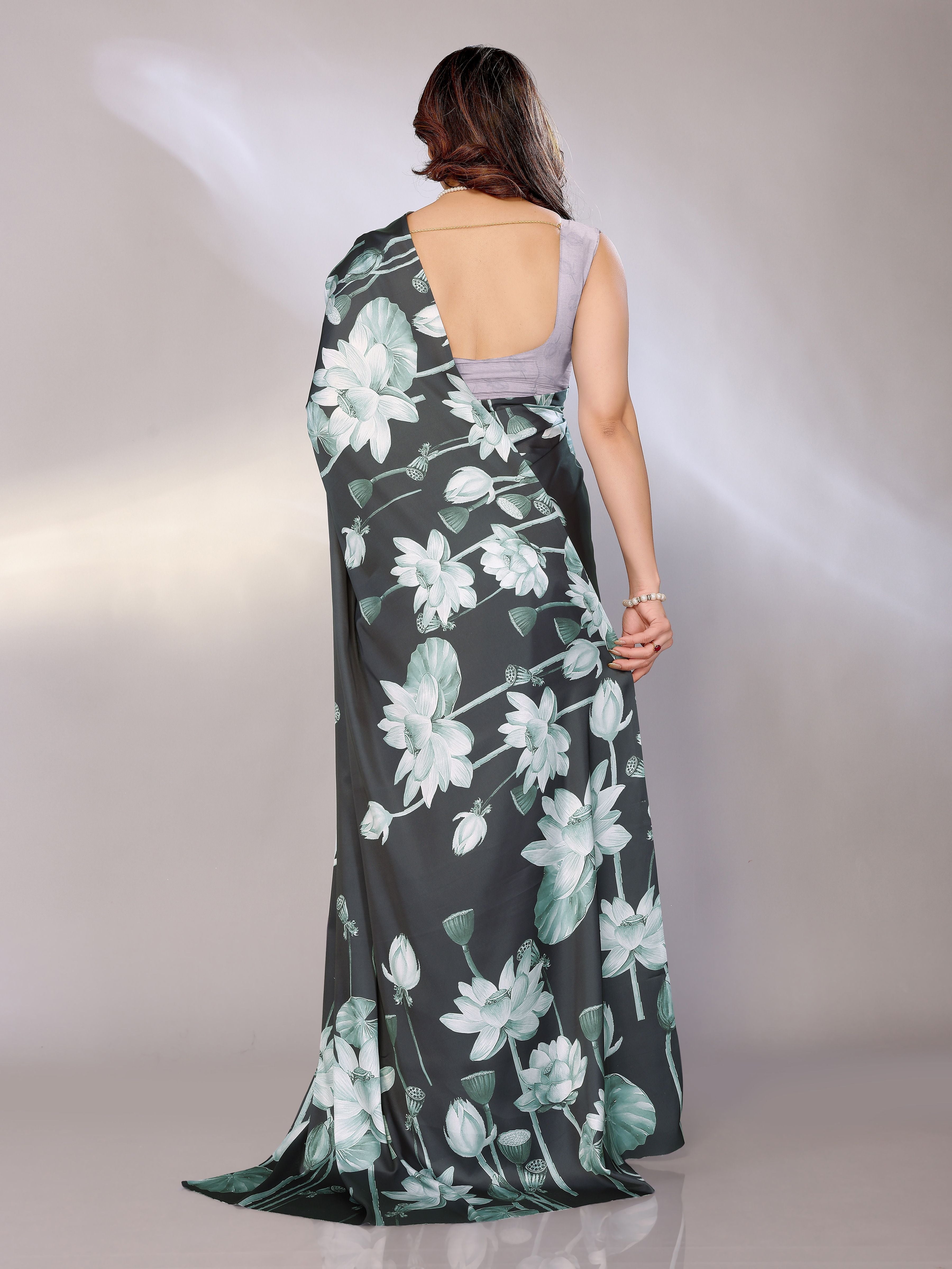 Abstract Print Crepe Silk Saree for Party Wear