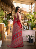 Crepe Silk Ajrakh Printed Saree