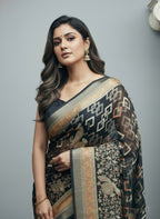 Premium Brasso Chiffon Saree with Intricate Woven Design