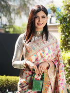 Pionex kashmiri pashmina patola litchi cotton silk saree