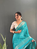 Ready to Wear Pure Banarasi Georgette Saree With Ready Made Blouse