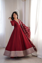 Premium Vichitra Silk Anarkali Gown with Dupatta