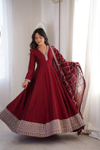 Premium Vichitra Silk Anarkali Gown with Dupatta