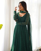 Women Leheriya Printed Georgette Anarkali Kurta Set
