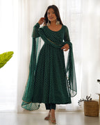 Women Leheriya Printed Georgette Anarkali Kurta Set