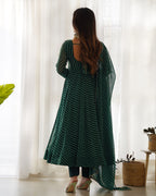 Women Leheriya Printed Georgette Anarkali Kurta Set