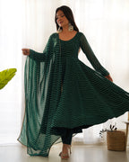 Women Leheriya Printed Georgette Anarkali Kurta Set