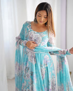 Fox Georgette Floral Anarkali Suit with Dupatta