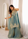 Women's Pure Soft Fendy Silk Embroidered Kurta Sharara Set with Dupatta - Pionex Fab