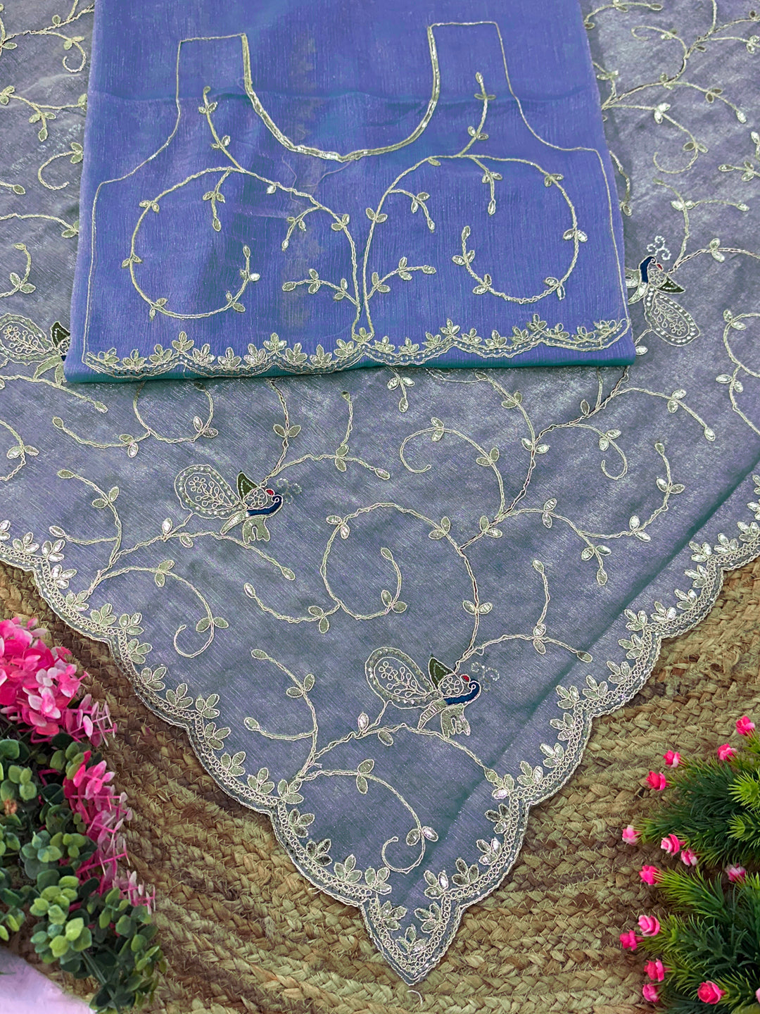 Jimmy Chu Embroidered Saree with Gotta Patti Work